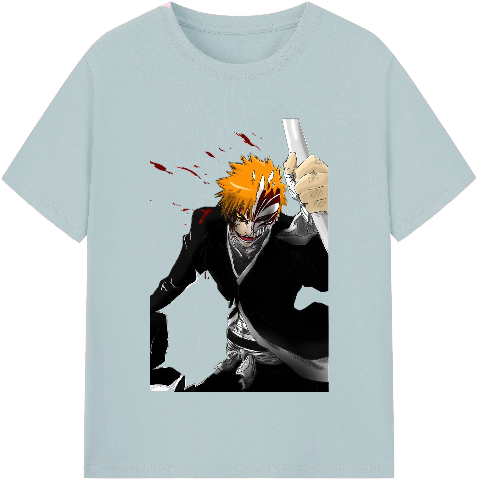（画像用） ブリーチ 黒崎一護（くろさき いちご）BLEACH Kurosaki Ichigo 綿100％半袖Tシャツ（フロントプリント）